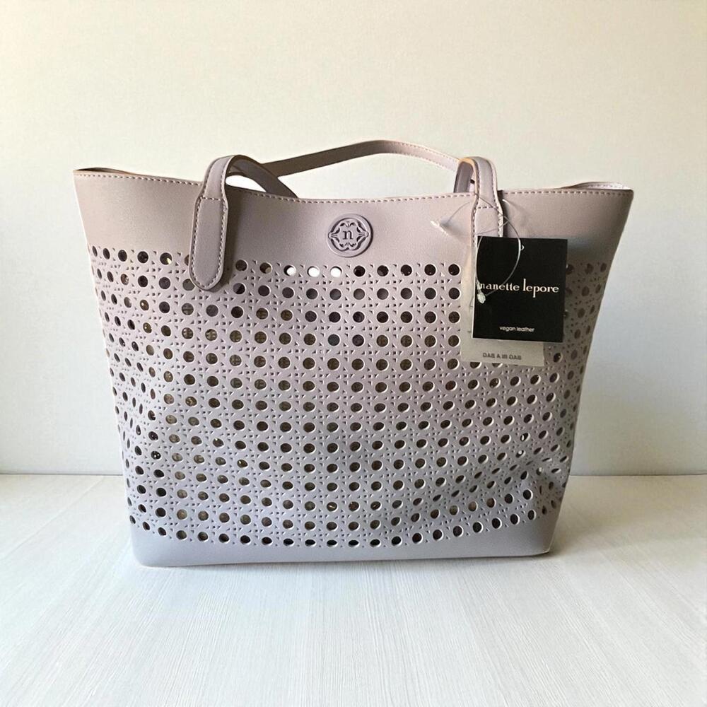 Nanette Lepore Lavender Vegan Leather Tote – New with Tags, Perforated Design